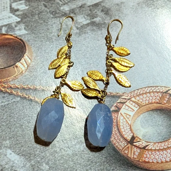 Vintage Lavender Briolette Cut Jade Shoulder Brusher Earrings 💜 - Picture 4 of 5